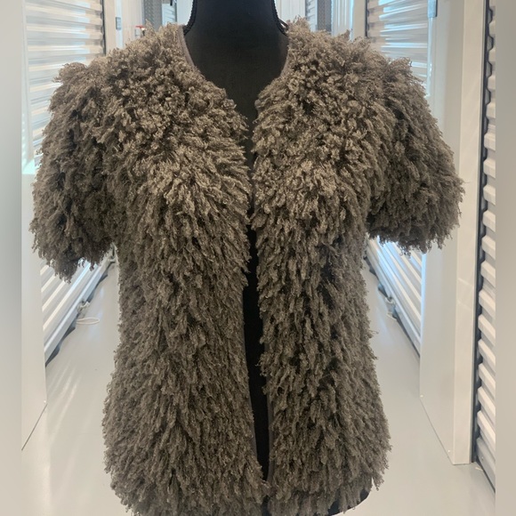 Copper Key Fluffy Grey Short Sleeve Jacket - Picture 2 of 8